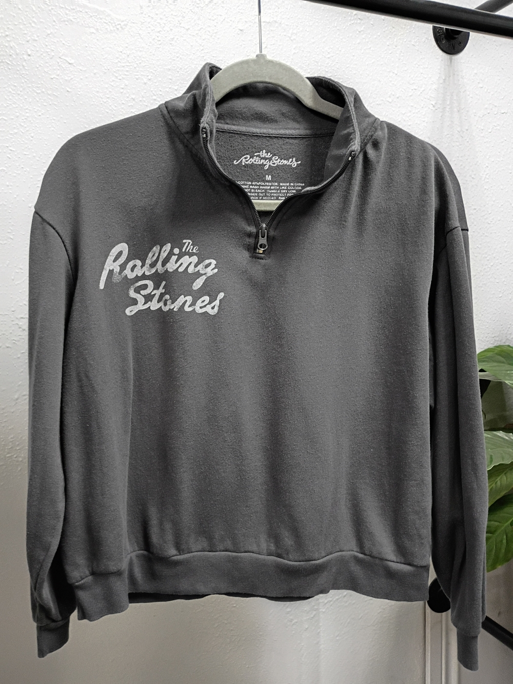 The Rolling Stones Men's Dark Gray Half-Zip Pullover